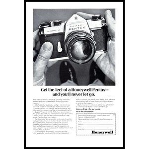1969 Honeywell Pentax Spotmatic SLR Camera Vintage Print Ad Film Photography Art